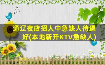 通辽夜店招人中急缺人待遇好(本地新开KTV急缺人)